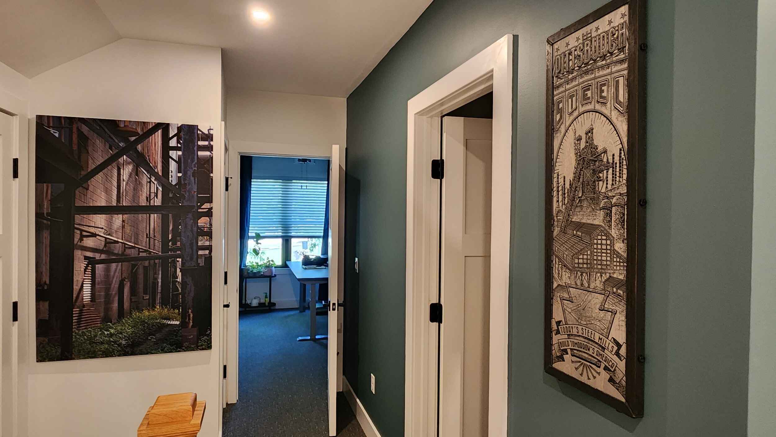 5516 Glass - Accent wall and hallway to office